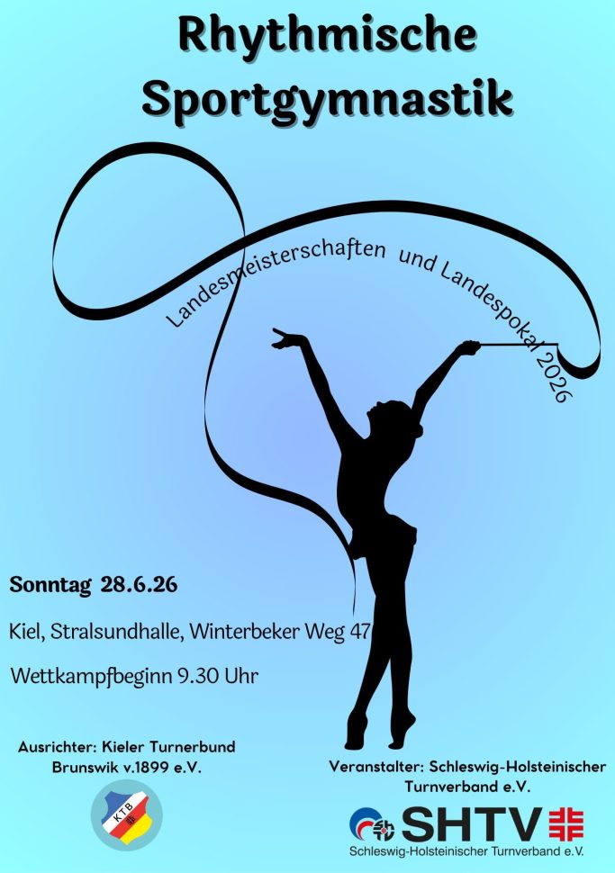 Tanzende Silhouette mit Text zu einem Rhythmischen Sportgymnastik-Event am 29.06.